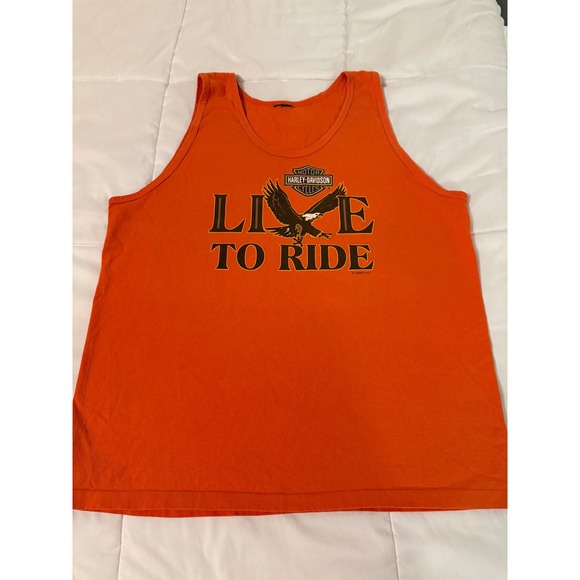 Harley-Davidson Other - Harley-Davidson Live To Ride Tank Top Mens Orange Gettysburg PA Eagle 2006